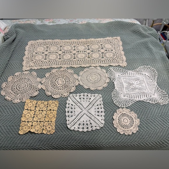 Other - 8 Vintage Doilies ~ Beige, White, and Yellow